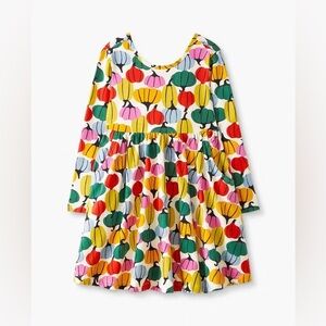 Hanna Andersson Cotton Skater Dress Pockets Long Sleeve Pumpkin